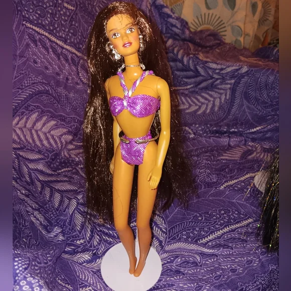 1995 Sparkle Beach Teresa 90s Purple Swimsuit Barbie Doll - Picture 8 of 10